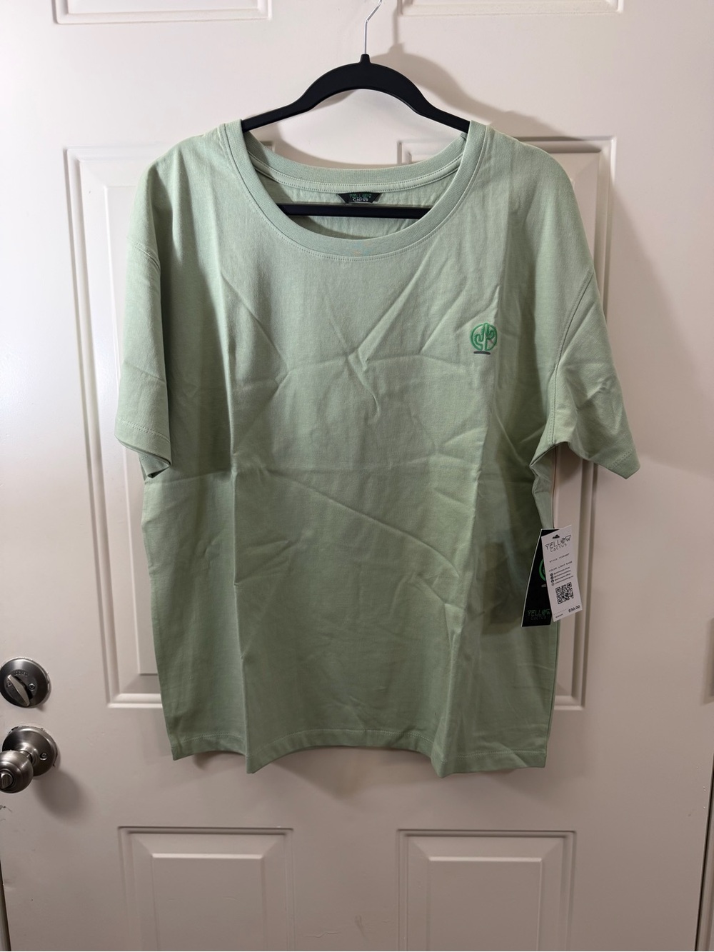 New Yellow Cactus Logo T-Shirt Light Sage Size Small Oversized Streetwear